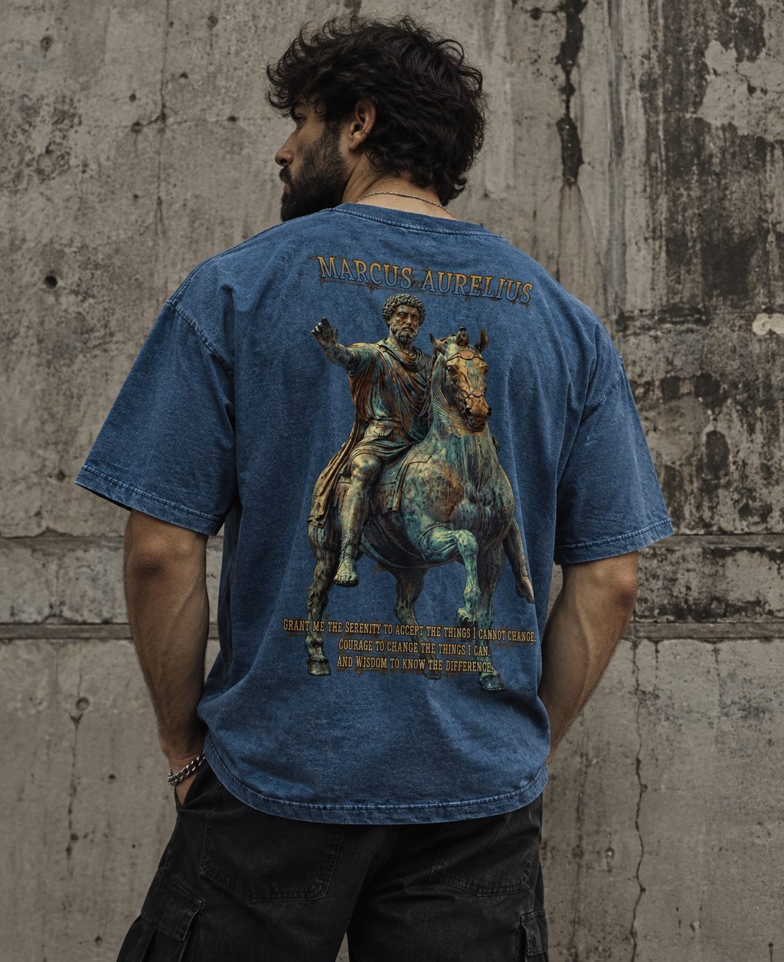 THE STOIC EMPEROR- Denim Wash Oversized Tshirt
