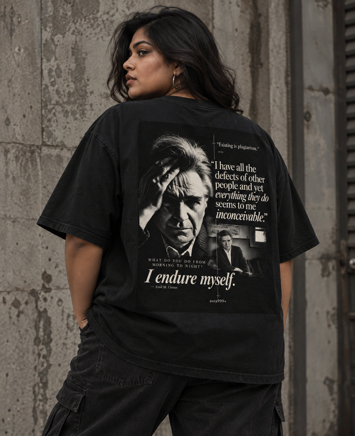 THE CIORAN TEE-Black Oversized