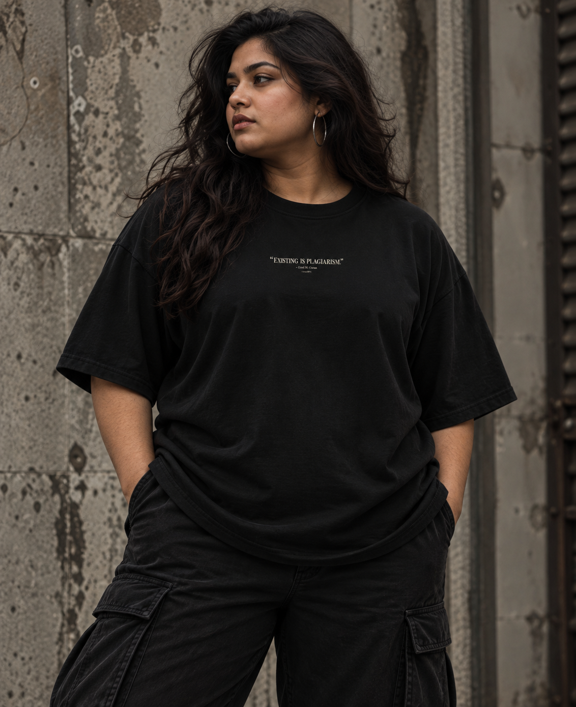 THE CIORAN TEE-Black Oversized