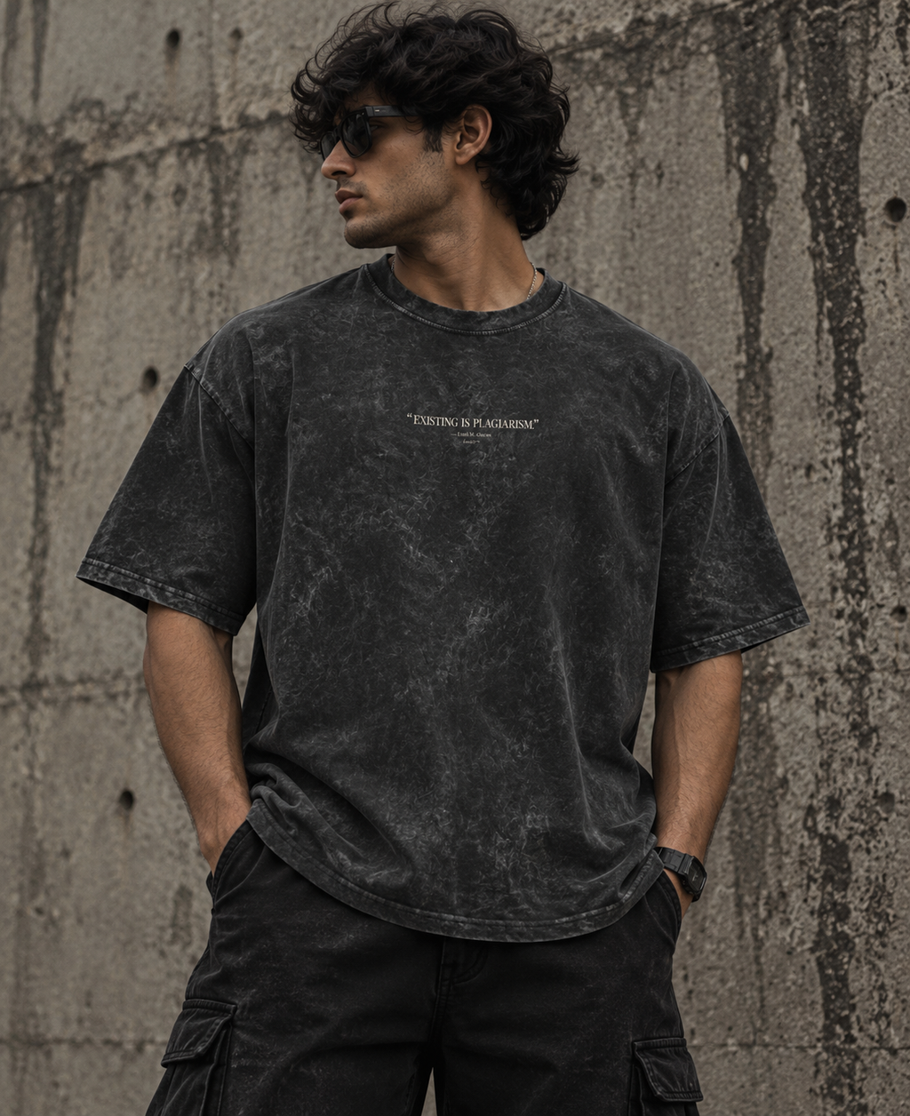 THE CIORAN STUDY TEE-Acidwash Oversized T-shirt