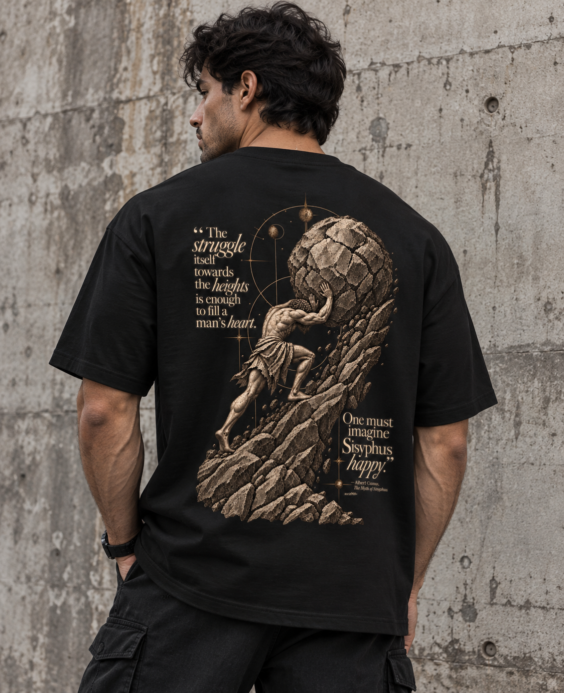 THE ABSURD — SISYPHUS - Black Oversized T-shirt
