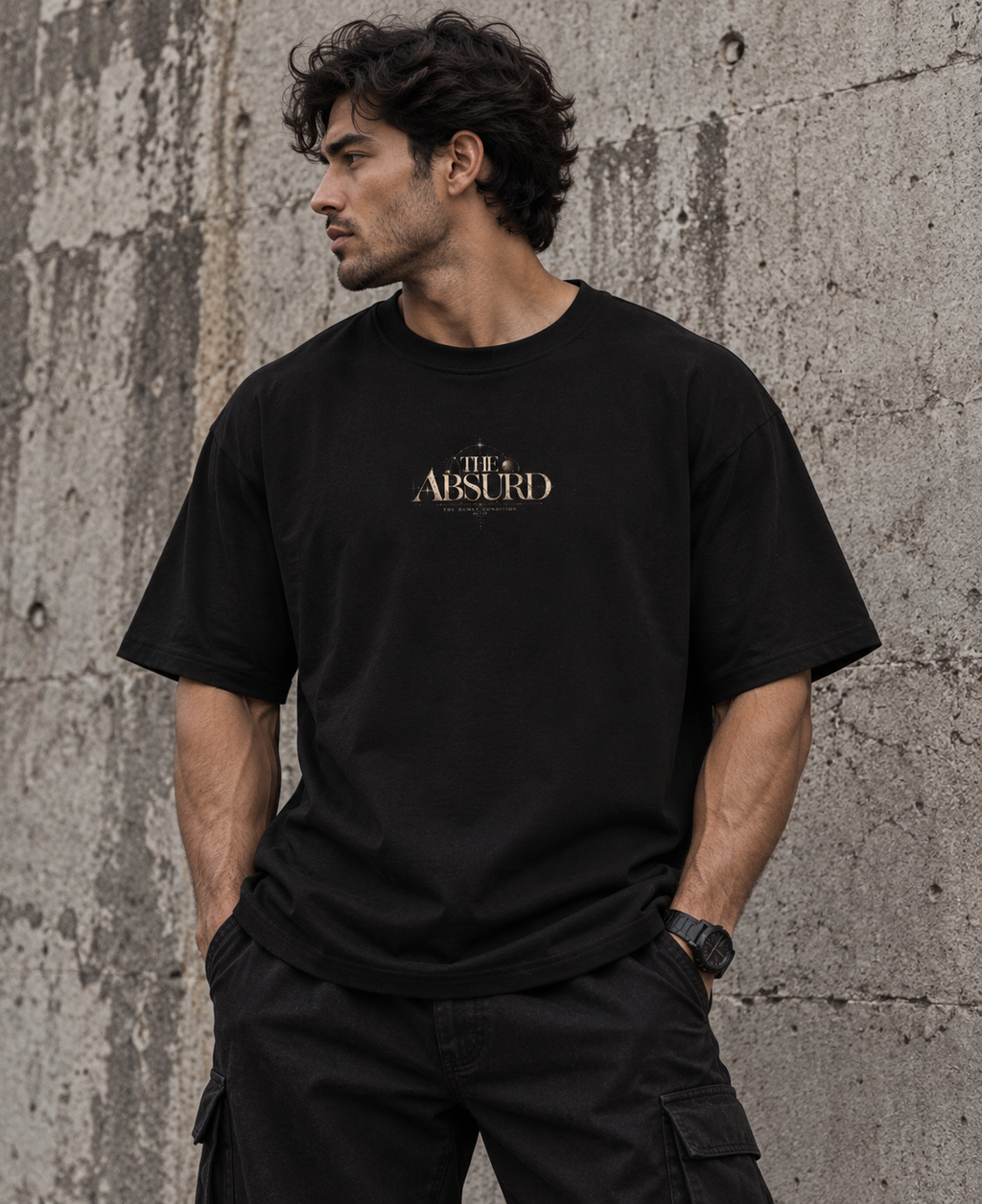 THE ABSURD — SISYPHUS - Black Oversized T-shirt