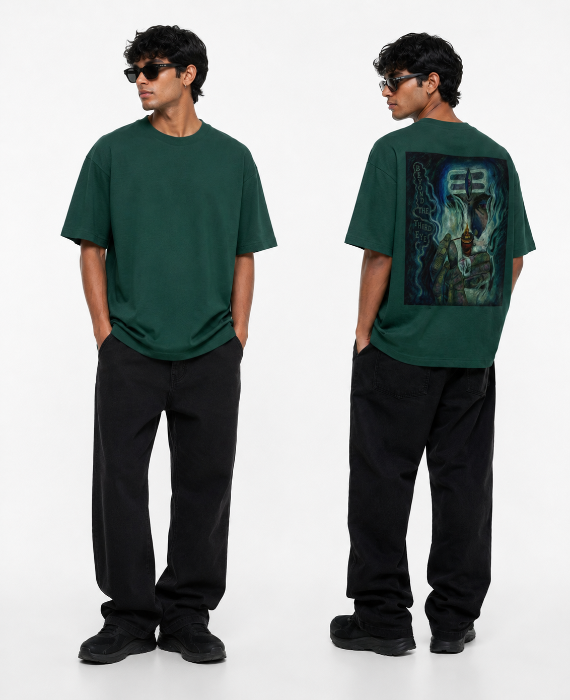Beyond the Third Eye — Forest Green Graphic Tee-Print on the back
