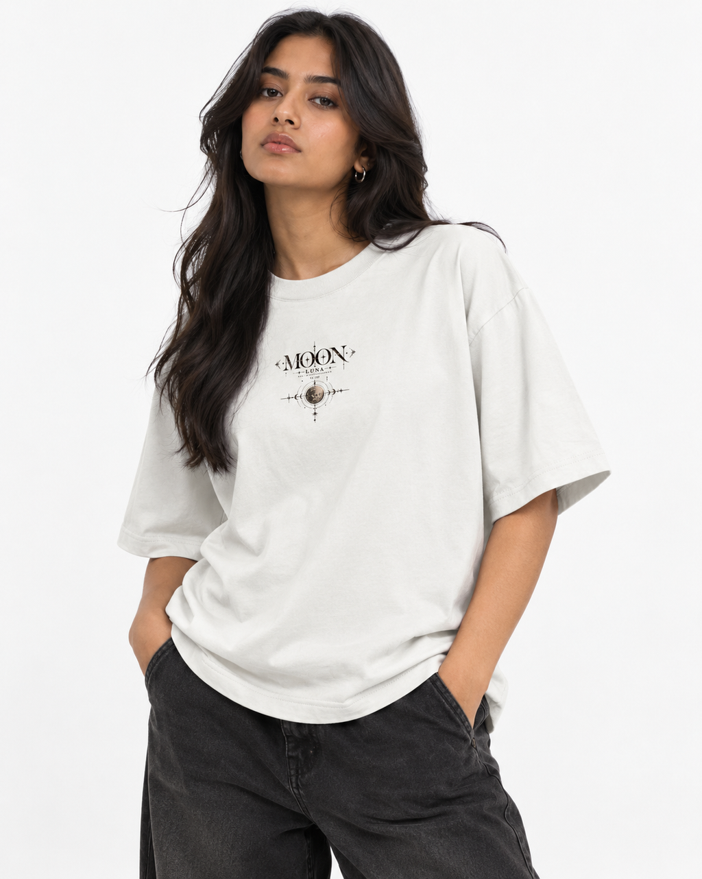 THE ECLIPSE — LUNA- White Oversized T-shirt