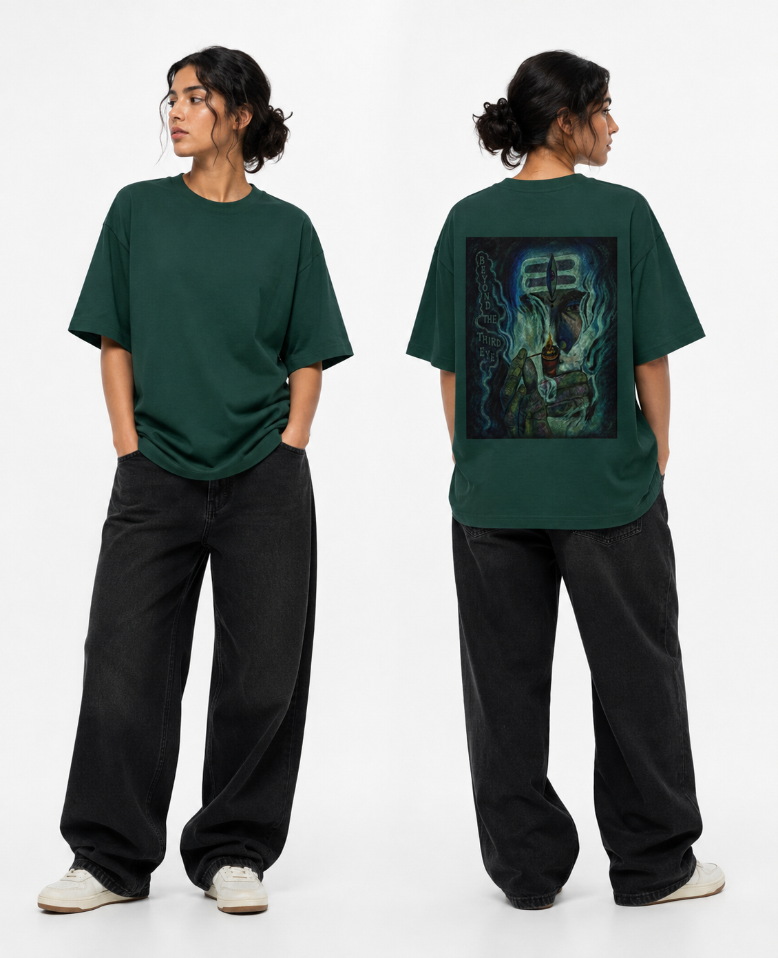 Beyond the Third Eye — Forest Green Graphic Tee-Print on the back