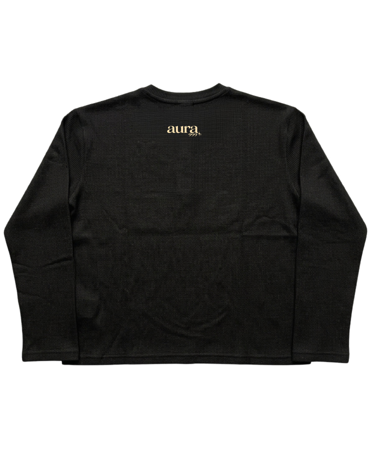 Black Henley waffle knit Back Design